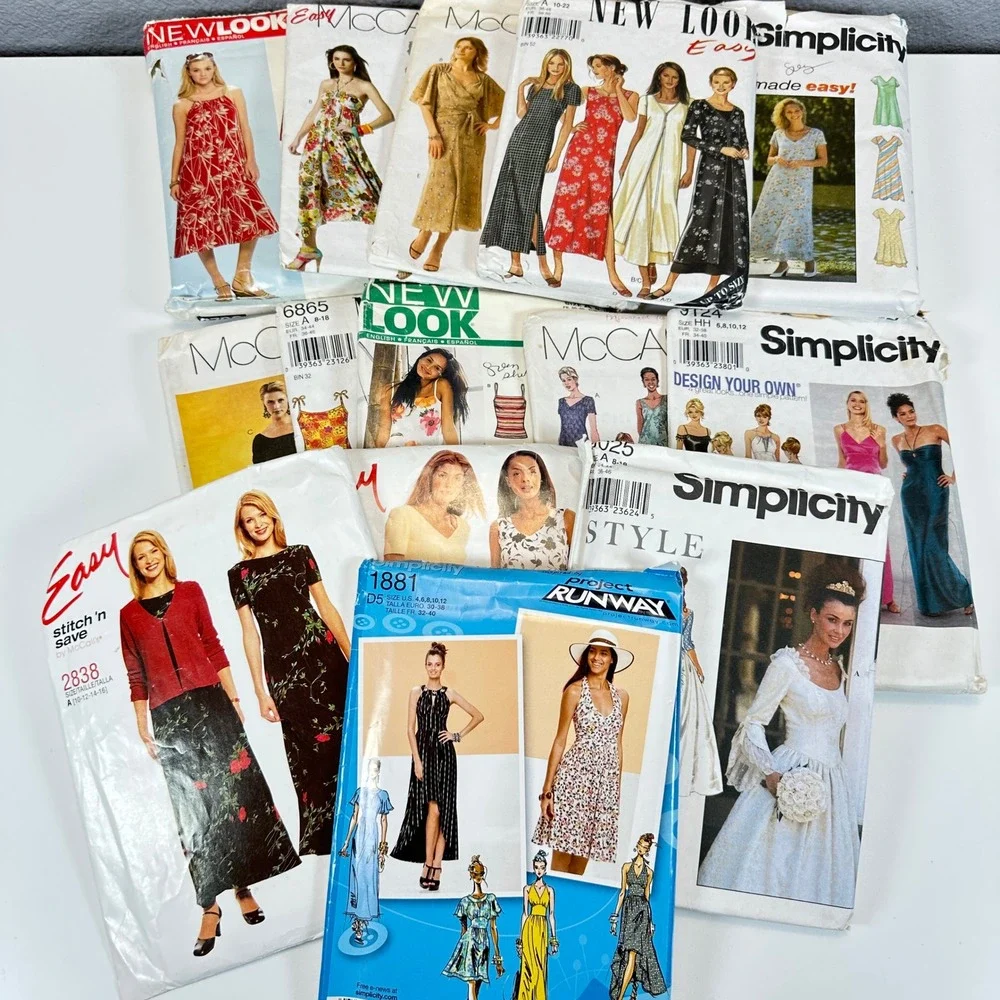 VTG Lot of 14 Sewing Patterns McCalls Simplicity New Look Dress Bridal Maxi 90s - Picture 1 of 9